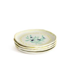 Lot de 4 assiettes à dessert en grès, Capria