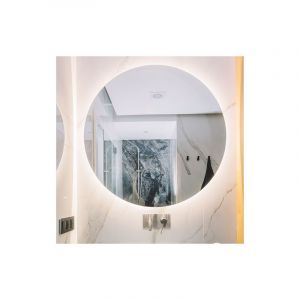 Miroir Rond Illuminé Mural, Miroir Salle de Bain Mural, Miroir Rond sans Cadre avec led, diamètre 70 cm - Gris