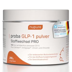 Nupure Proba GLP-1 Métabolisme PRO Poudre 12-en-1 Booster avec inuline, Carolean, ferments lactiques, chrome & vitamines B actives, soutient la glycémie & le métabolisme, végétalien, 30 portions