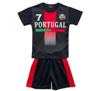 Ensemble Football Enfant - Inspire Portugal 7 - Maillot Et Short - Noir Rouge (Taille 12 Ans,Couleur Noir)