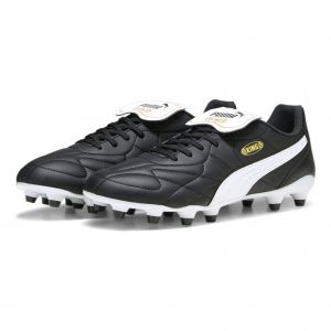 Puma Mixte King Top FG/AG Chaussure de Football, Noir Blanc Or, 42 EU