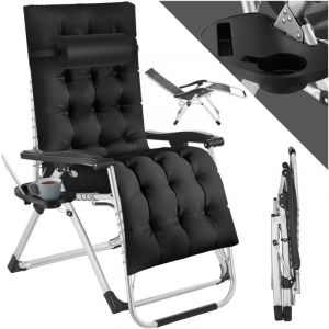 TecTake Bain de soleil pliable résistant, supporte jusqu'à 200 kg - noir