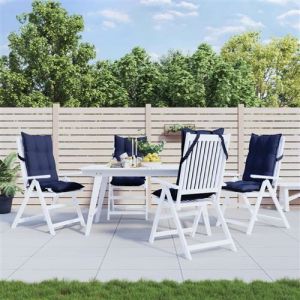 VidaXL Coussins de chaise &agrave; dossier haut lot de 4 bleu marine