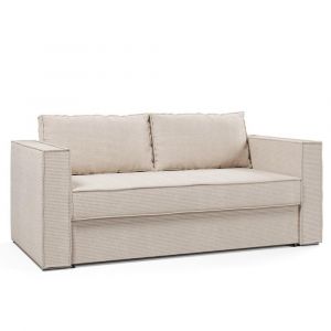 Italian Spirit Canapé convertible EXPRESS IBIZA 140*197 cm matelas 16 cm velours côtelé perle sommier LATTES