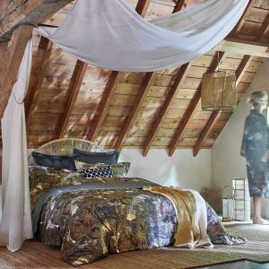 Blanc des vosges Housse de couette satin de coton JARDINS DE BABYLONE