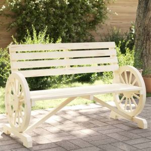 VidaXL Banc de Jardin 2 Places, Fauteuil avec Dossier, Siège avec Accoudoirs, Meuble de Terrasse Patio Extérieur, Bois de Sapin Massif