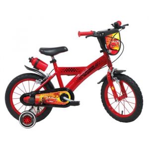 Kubbinga Cars-Vélo 3 à 5 Ans avec stabilisateurs latéraux Mixte Enfant, Rouge, 14 pollici
