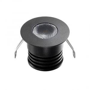 Spot LED encastrable Noir Compact 4W DC12V équivalent 30W - Blanc Chaud 3000K 380lm perçage 27mm