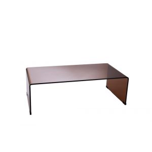 Hellin Table basse rectangulaire en verre fumé L110 - elly - marron