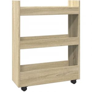 VidaXL Chariot De Rangement Étroit 3 Niveaux Chêne Sonoma