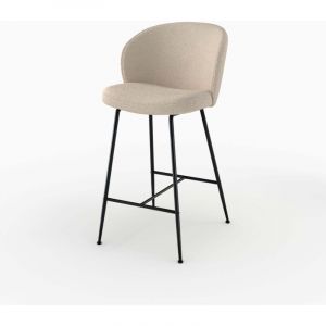 Chaise de bar en tissu boucl&eacute; beige 66 cm - Groom - Rendez-Vous D&eacute;co