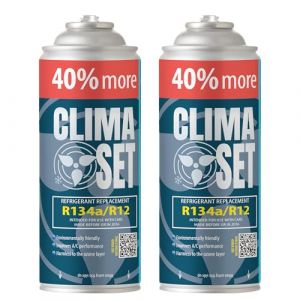 ClimaSet Sostitutiva del gas R134a - Gas aria condizionata auto - kit ricarica clima auto - refrigerante R134a - 2 x 235 g. bombolette - ricarica aria condizionata auto - ECO