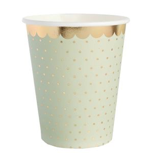 Ruedelafete Paquet de 10 Gobelets pois dorés, Sauge