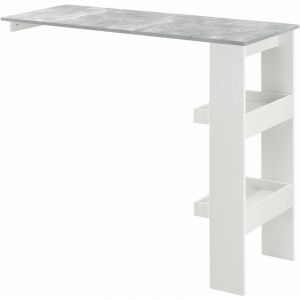 Table de bar styl&eacute;e avec compartiments de rangement table bistrot 120 cm blanc et gris 03_0006218
