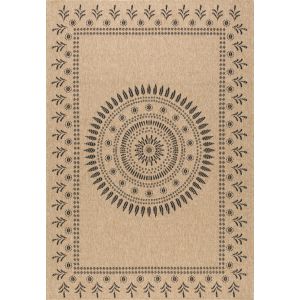 Nazar Tapis intérieur extérieur effet jute naturel à motif oriental RUGS - 120x170 cm - NATURE - Noir