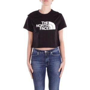 The North Face T-shirt Easy Relaxed Cropped manche courte noir logo blanc femme - XS