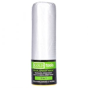 ToolSpace | Film de Masquage avec Bande Adhésive | 140 cm x 20 m | Film transparent de Protection Contre la Poussière | Masker avec Ruban de Masquage | Ruban de Peinture avec Bache De Protection