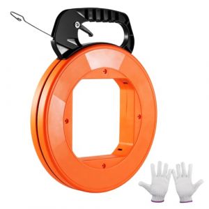 VEVOR Aiguille &Eacute;lectricien 36,5 m Tire Fils &Eacute;lectrique en Acier avec Bo&icirc;tier, Poign&eacute;e, Outil d'Extraction de C&acirc;ble Flexible 3,1 mm, Facile &agrave; Utiliser, pour Murs, Conduits &Eacute;lectriques, Non Conducteur