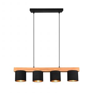 Boutica-design Suspension Cameron naturel Noir 4x28W E14