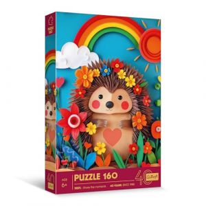 Trefl Puzzle Effet 3D, H&eacute;risson - 160 &eacute;l&eacute;ments - 40e Anniversaire, Puzzle Color&eacute; avec des Animaux, pour Les Enfants &agrave; partir de 6 Ans