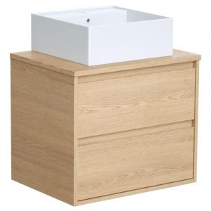Meuble de salle de bain suspendu avec vasque à poser - Placage chêne - 60 cm - MILIPAM
