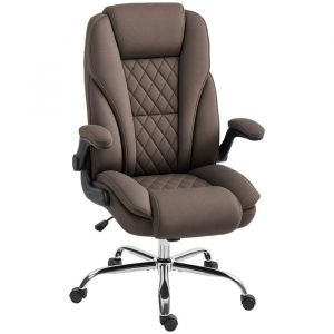 Homcom Fauteuil de bureau accoudoirs relevables tissu en velours marron
