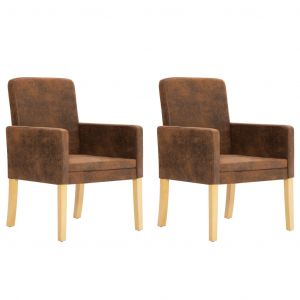 Image de VidaXL 2 pcs Fauteuils Marron Similicuir daim