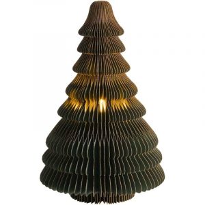 Beliani D&eacute;coration de Noel en Papier Alv&eacute;ol&eacute; Accessoire LED en Forme de Sapin Origami Effet 3D Vert Andan