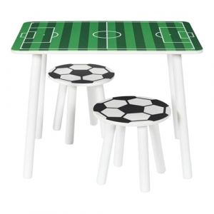 HOME DECO KIDS - HD0567 Table et 2 Tabourets Enfants, Design Moderne, Confort, Polyvalent Jeux et Repas, Entretien Facile, S&eacute;curit&eacute;, 60x40x45 cm, Vert Noir Blanc