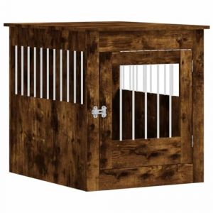 VidaXL Meuble de cage pour chiens ch&ecirc;ne fum&eacute; 64,5x80x71 cm