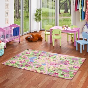 Snapstyle Les Enfants Jouent Au Tapis Les Filles Du Village Rose Rose 100x200 Cm