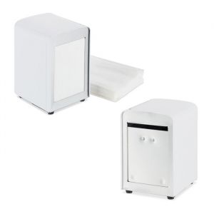 Relaxdays Distributeur de serviettes, en lot de 2, table, r&eacute;tro, restaurant, support porte-serviette HxLxP : 15x9,5x11 cm, blanc