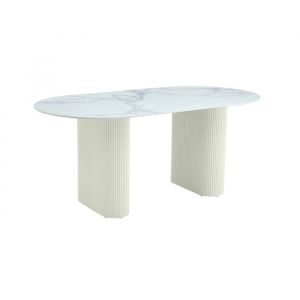 Table à Manger ROXY – Pied Beige & Plateau Céramique – 180x90x75 cm