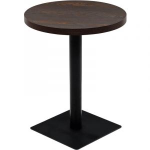 Table haute mange debout bar bistrot MDF et acier rond 60 x 75 cm frêne foncé 0902110