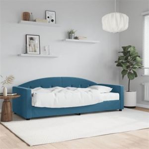VidaXL Lit de Jour avec Matelas, Canapé-lit, Lit d'Invité, Meuble de Chambre à Coucher Salle de Séjour, Moderne, Bleu 80x200 cm Velours