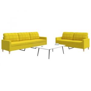 VidaXL Ensemble de canapés 2 pcs jaune clair tissu, canapé, siège de canapé, canapé relax, canapé confort, fauteuil de télévision