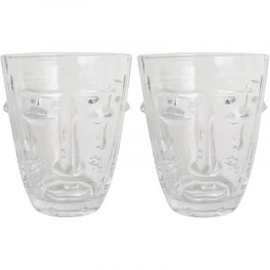 Opjet Verre &agrave; eau Visage transparent 8 x 10 cm Lot de 2