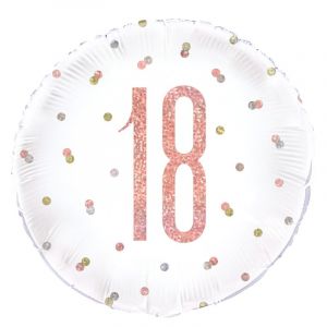 Unique Industries Inc Ballon en aluminium 18 blanc et rose paillet&eacute; 45 cm Taille