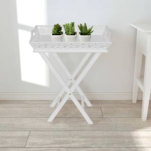 VidaXL Table d'appoint blanche avec plateau pour pots de fleurs