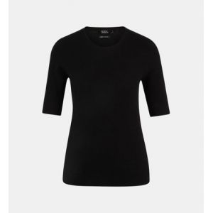 Galeries Lafayette Pull droit Difi femme cachemire manches courtes certifié Oeko-Tex standard 100 Noir G