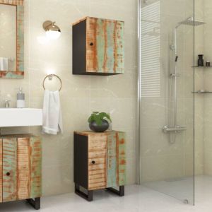 VidaXL Armoire de salle de bain 38x33x58cm bois massif de récupération, meuble de rangement de salle de bain, meuble de rangement, armoire de toilette