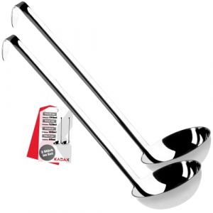 Kadax - Louche à Soupe en Inox, Louche en Acier Inoxydable avec Long Manche pour Servir des Potages, Ustensile de Cuisine (8cm / 100ml, Lot de 2)