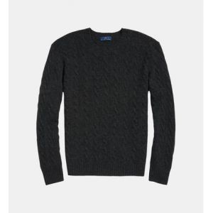 Ralph Lauren Pull torsadé en laine et cachemire Gris Polo - Couleur Gris - Taille M