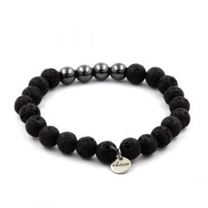 Bracelet Perles Lave + Hématite 8 mm - A Bijoux