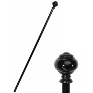 Ruedelafete Canne en métal avec pommeau Boule effet marbre noir 95cm