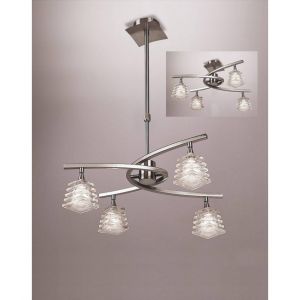 L inaire Center Suspension Keops Convertible Semi Plafonnier télescopique 4 Ampoules G9, nickel satiné