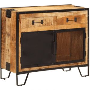 VidaXL Buffet 80x31x66 cm bois de manguier brut massif et métal