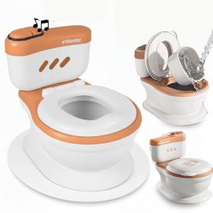 Twinky Pot de toilette B&eacute;b&eacute; 3-en-1 - Avec musique & bouton de chasse - Pour enfant & b&eacute;b&eacute; - Couvercle, porte-rouleau WC, r&eacute;ducteur