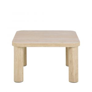 DRAWER Table basse carrée effet travertin 60x60cm - Beige - Ailo