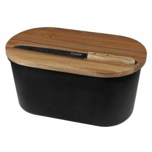 Ensemble De Pr&eacute;paration De Pain - King Hoff - 73935 - Noir Mat - Acacia Massif - Acier Inoxydable